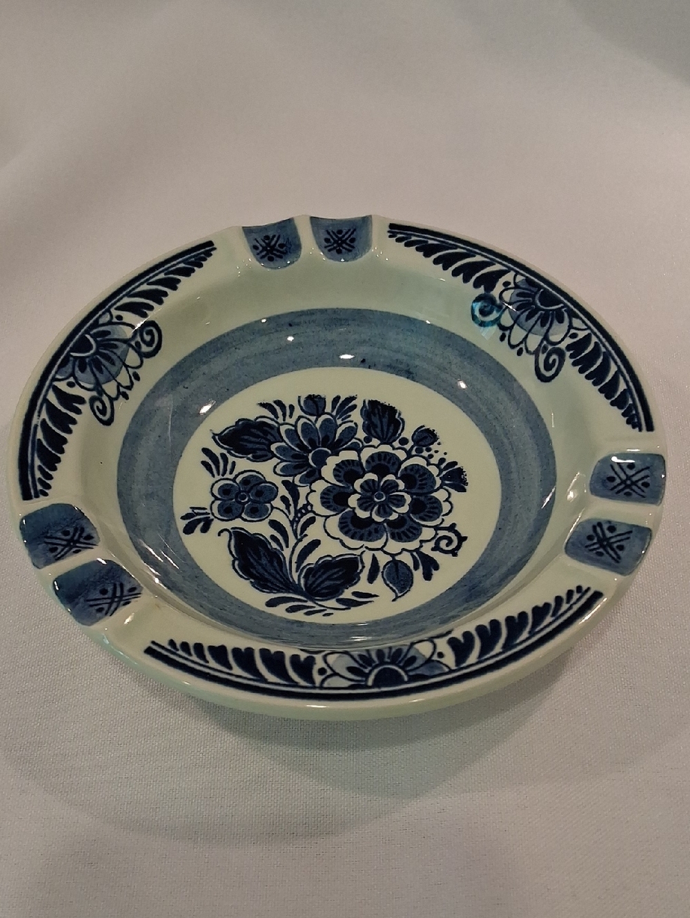 Blue Delft Floral Ceramic Ashtray